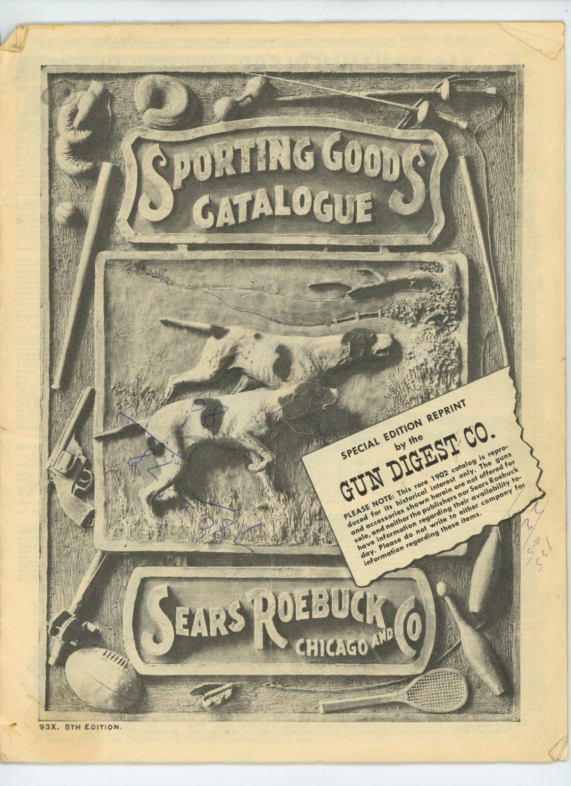 VTG Reprint Sporting Goods Catalog Sears Roebuck CO 5th
