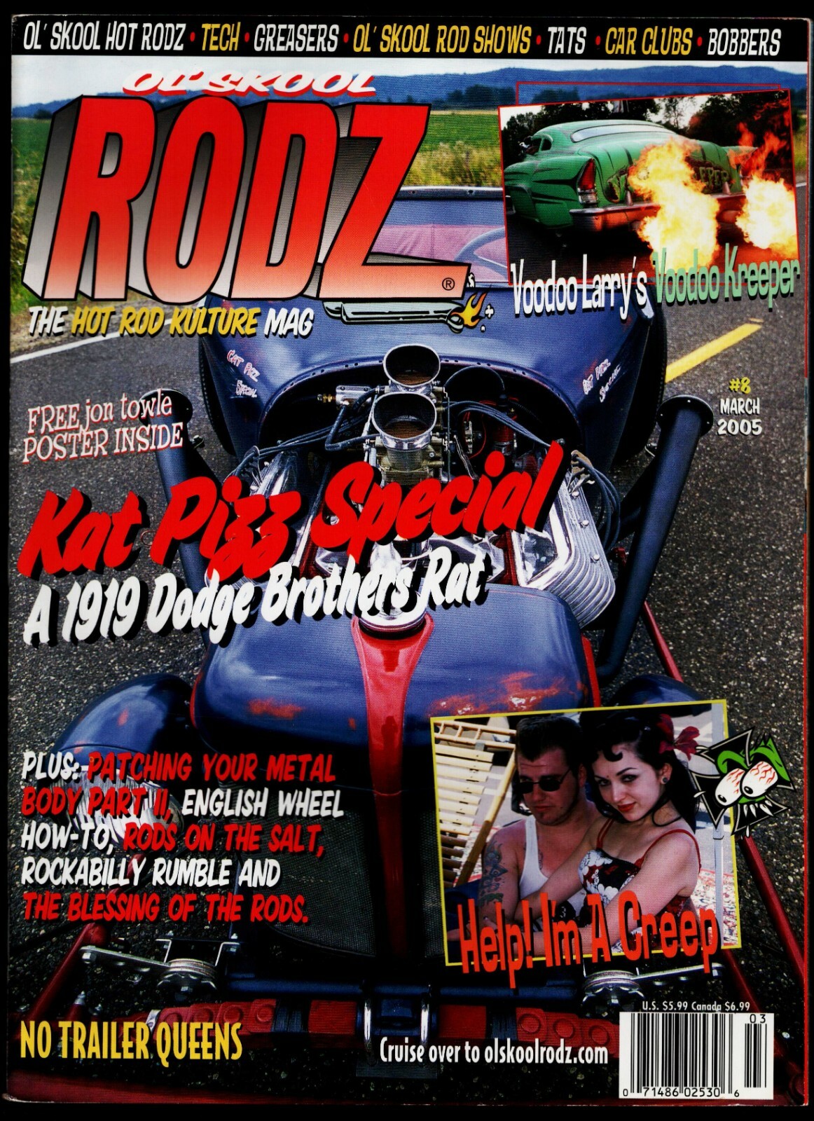 MARCH 2005 OL' SKOOL RODZ MAGAZINE #8, RAT ROD, ROCKABILLY, '19