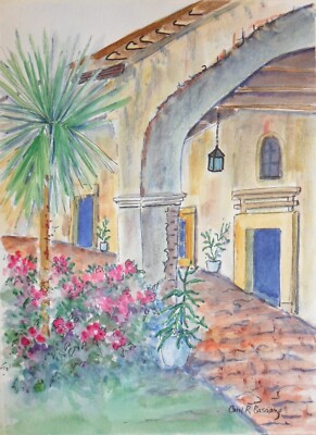 Original Art Landscape Watercolor Painting FRONT CORRIDOR Carol Basciano 10x7