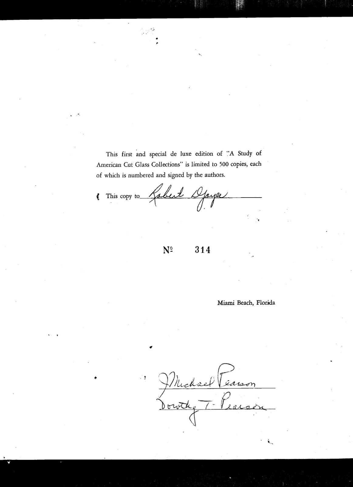 A STUDY OF AMERICAN CUT GLASS COLLECTIONS GUIDE BOOK-PEARSON-# 314 OF 500 COPIES