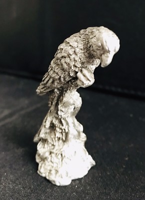 Pewter Silver Parrot Bird 2-1/4  Silver Metal Figurine #24