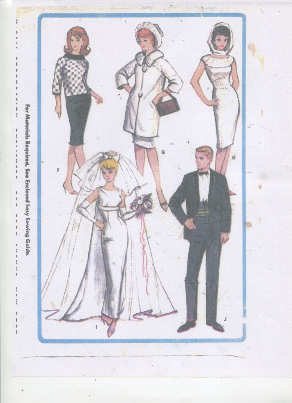 VINTAGE COLLECTION OF- 6 - BARBIE & KEN DOLL WARDROBE PATTERNS-REPRODUCTIONS-#4