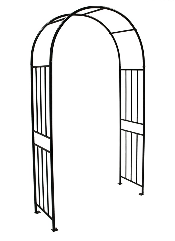 Rosenbogen Torbogen Versailles 220x120cm Stabil Metall Schwarz Hammerschlagoptik