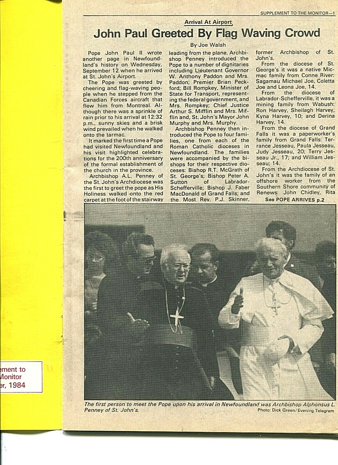 The Pope in Newfoundland October 1984