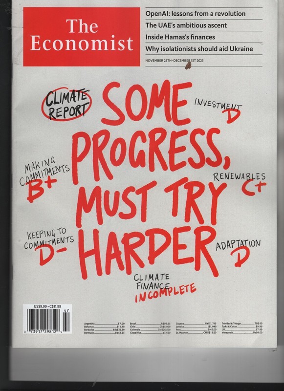 CLIMATE REPORT THE ECONOMIST MAGAZINE NOVEMBER 25 2023