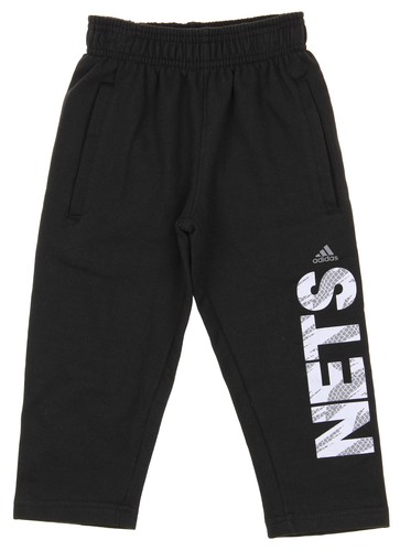 Adidas NBA Toddlers Brooklyn Nets Флисовые брюки с вертикальным вырезом, черные