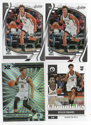 KESSLER EDWARDS BROOKLYN NETS 2021-22 PANINI CHRONICLES 4x ROOKIE RC LOT