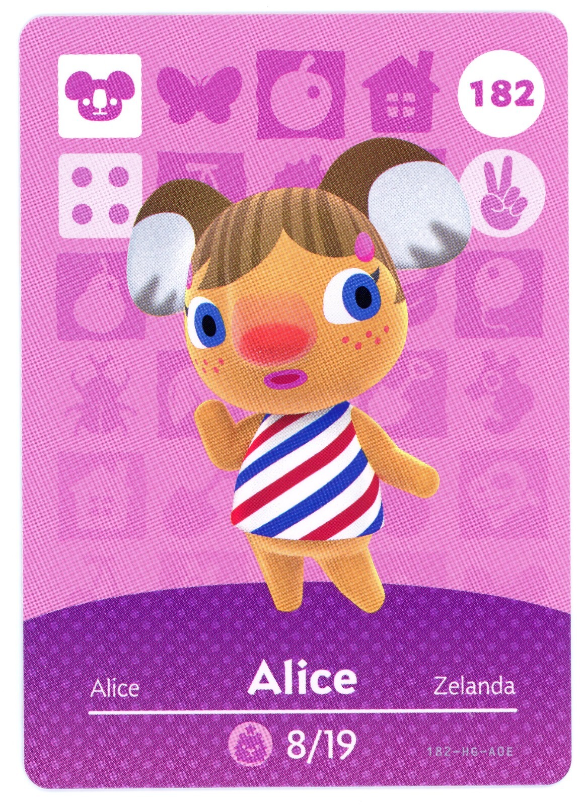 amiiboカード Alice 182 - Amiibo Card - Animal Crossing Series 2