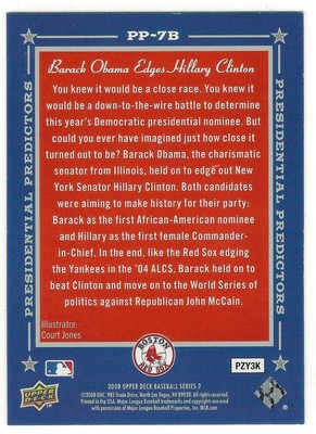 Hillary Clinton Barack Obama 2008 Upper Deck Pres Running Mate Pred Card# PP-7B