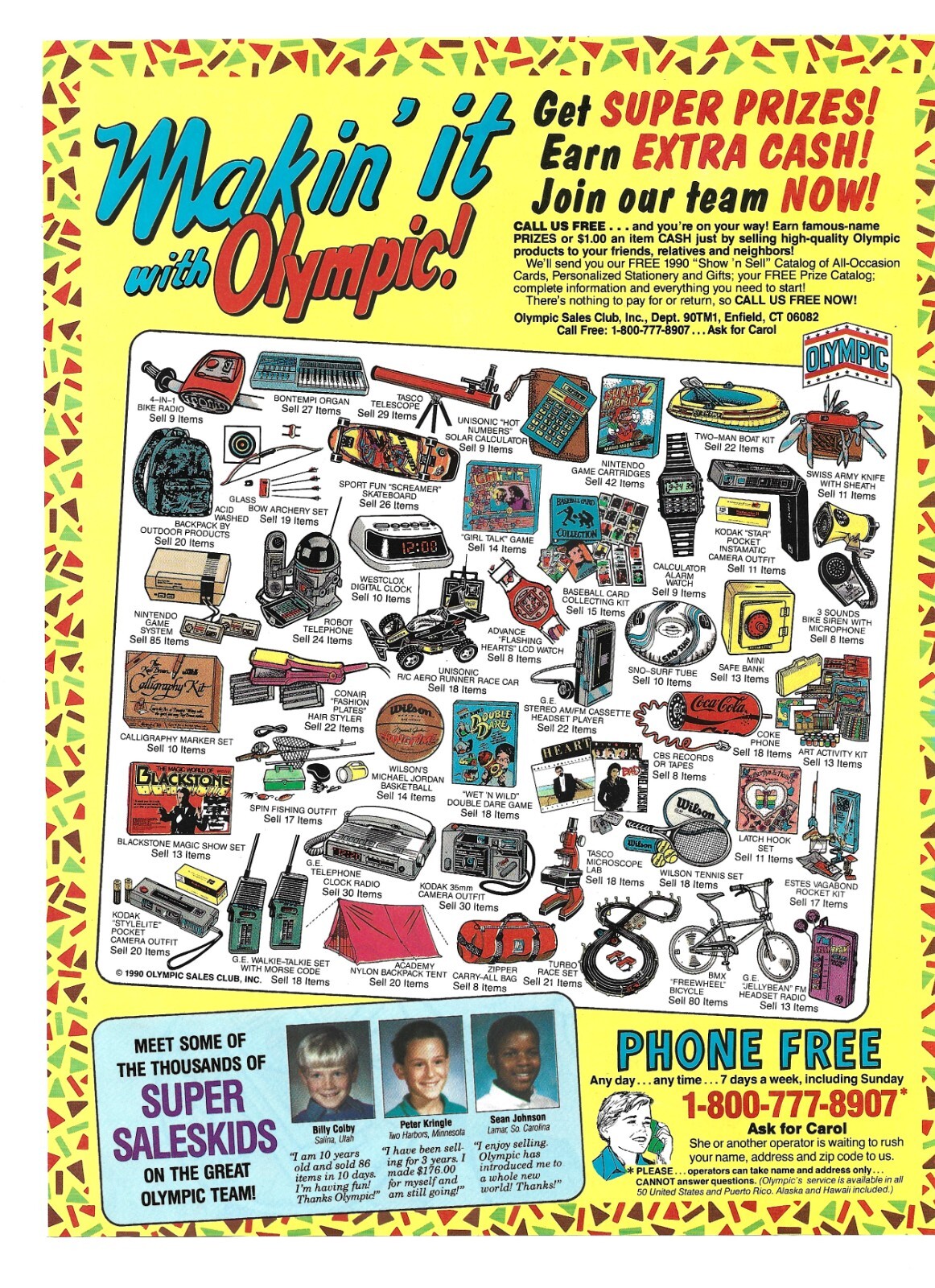 OLYMPIC Sales Club 1990 magazine Print Ad 