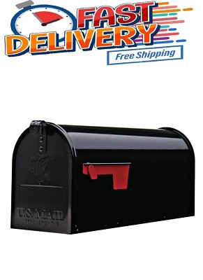 Gibraltar Mailboxes Classic Medium, Steel, Post Mount Mailbox, Black, T1S00B00