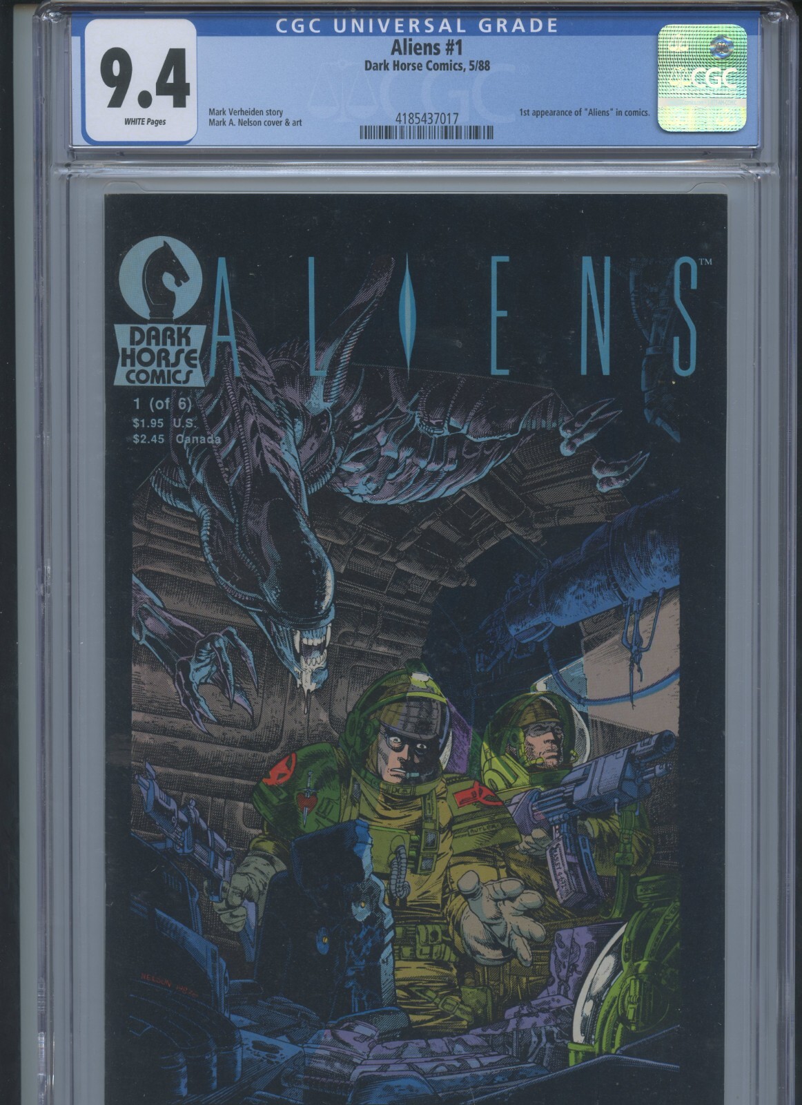 アメコミリーフ Aliens #1 4th Print CGC 9.2 Aliens #1 1988 CGC 9.4 (1st Appearance of 