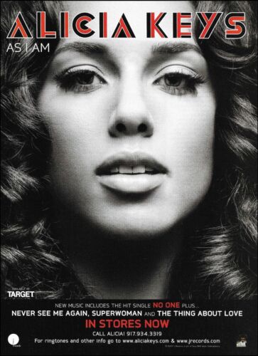 Alicia Keys 2007 As I Am ad 8 x 11 advertisement print No One