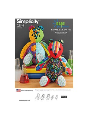 Simplicity Pattern  C5461  Rare Science Bear   18'' & 22 ''   With  Clothing