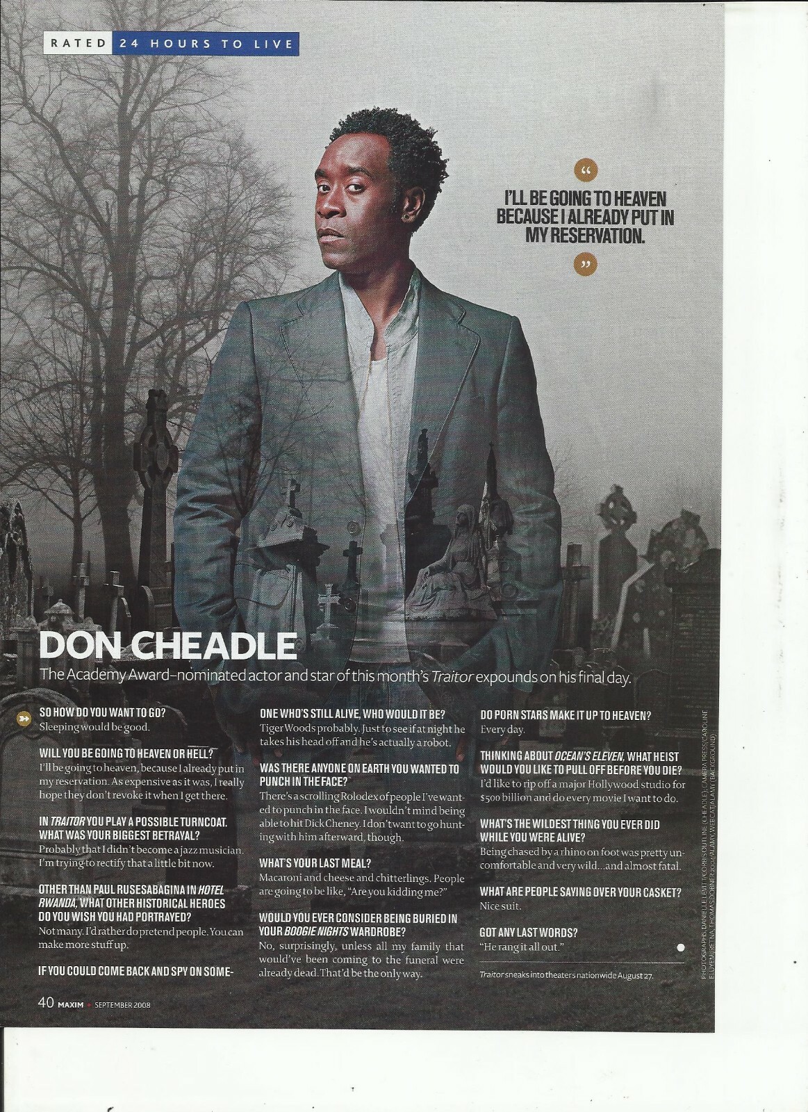 DON CHEADLE MAGAZINE CLIPPINGS
