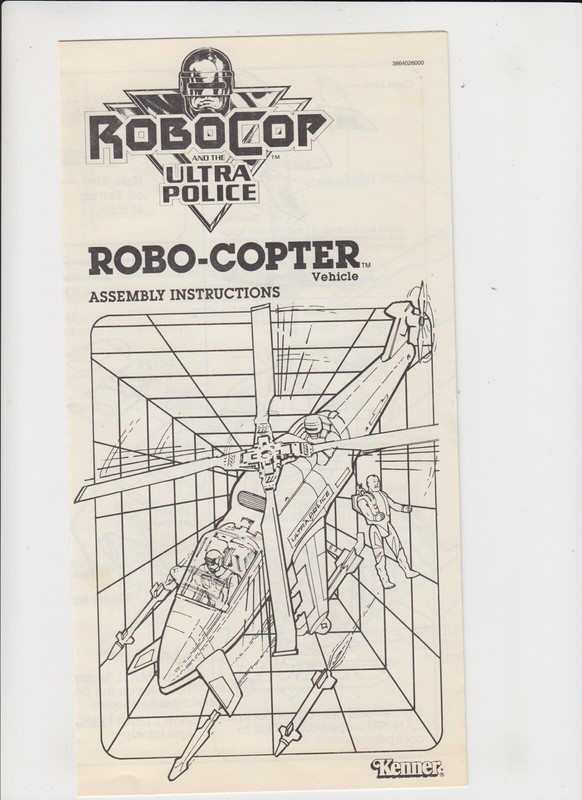 1980&rsquo;s Kenner Robocop Robo-copter Toy Instruction Sheet