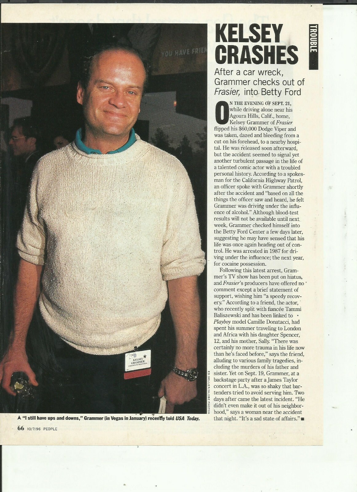 KELSEY GRAMMER MAGAZINE CLIPPINGS