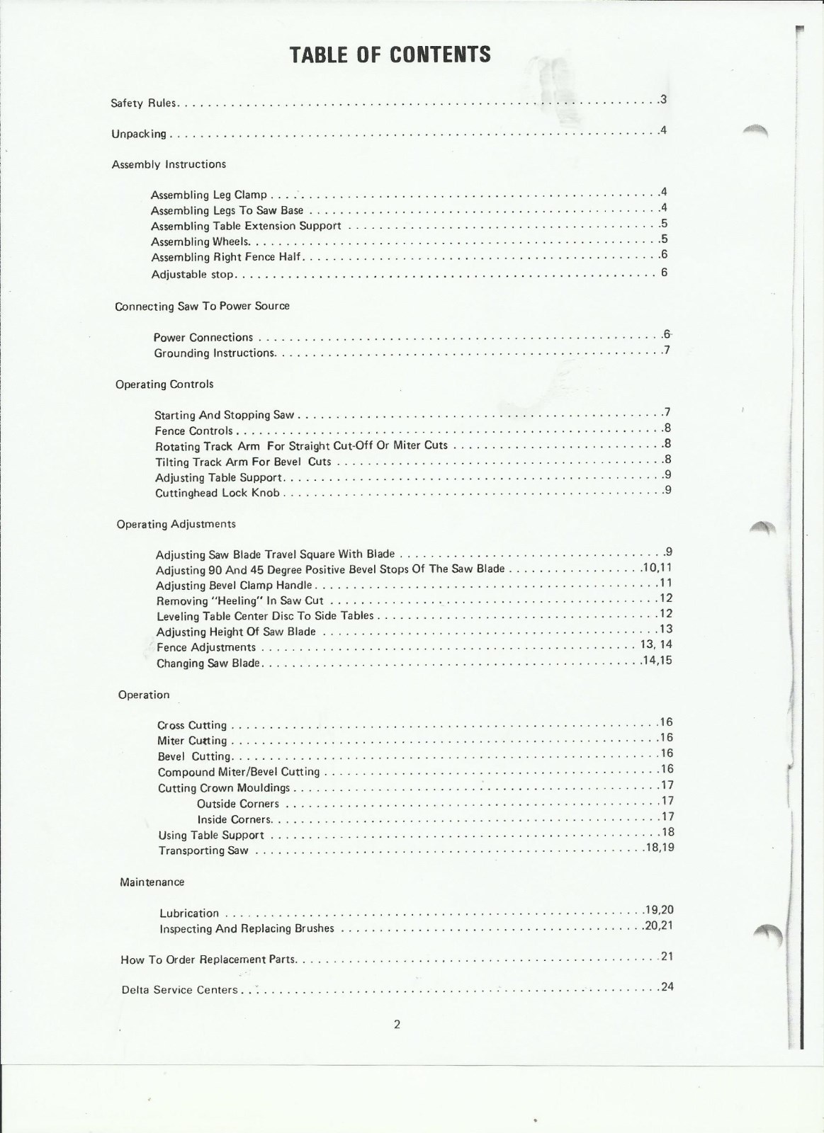 Delta Sawbuck Frame & Trim Saw Owner's  Manual