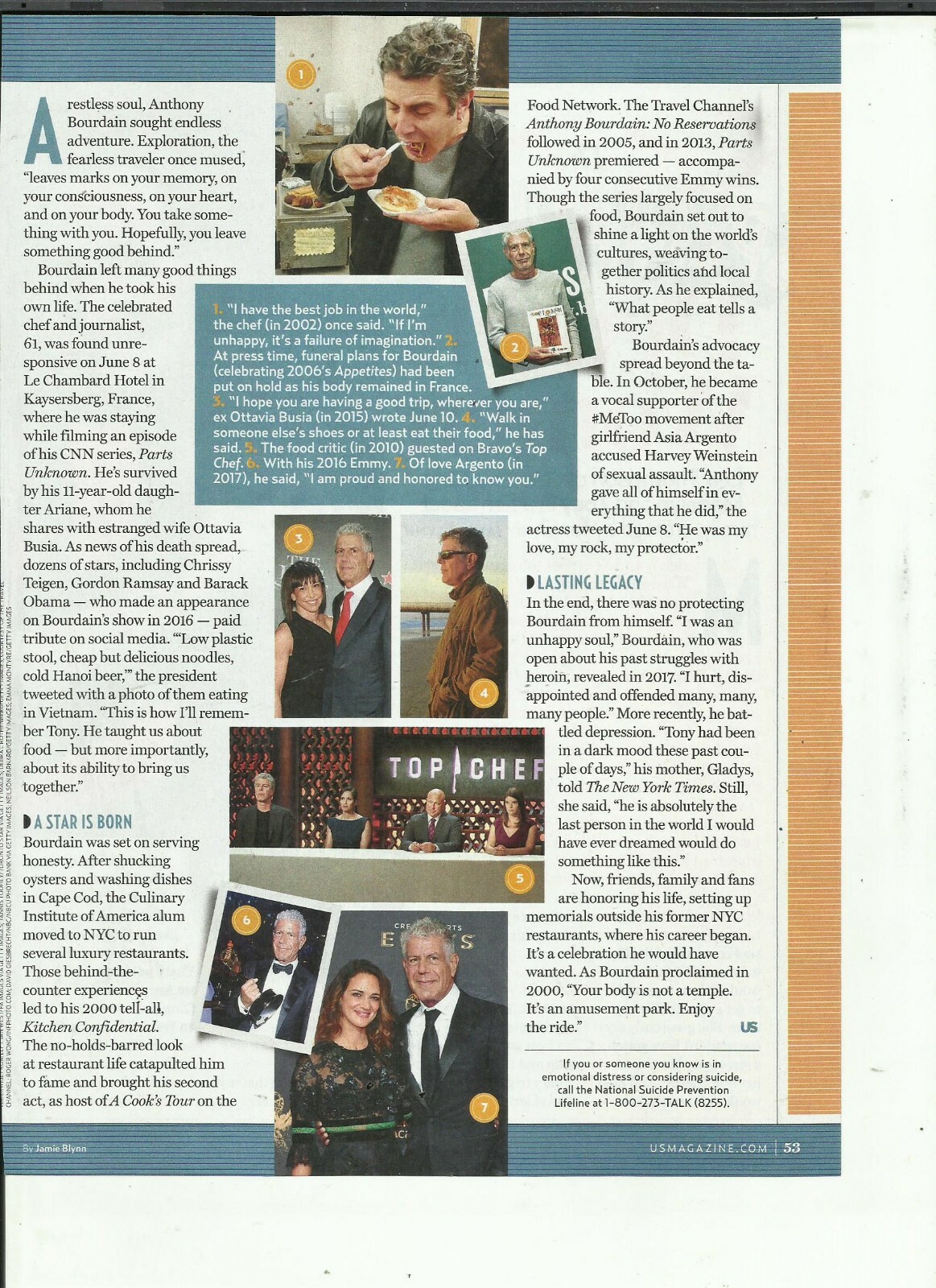 ANTHONY BOURDAIN MAGAZINE CLIPPINGS