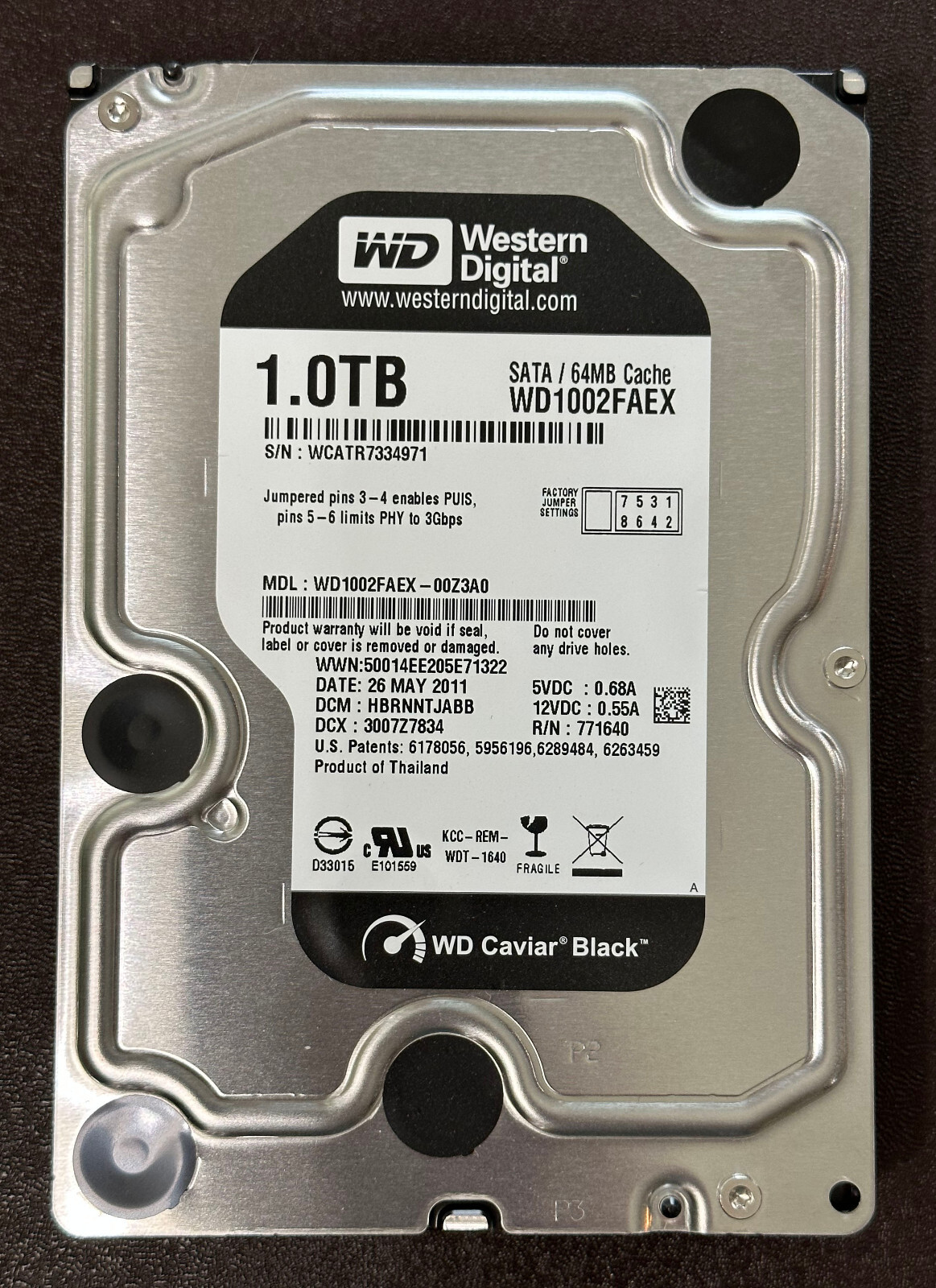 Western Digital WD1002FAEX-00Z3A0 1TB 7.2K RPM 64MB 6Gbps