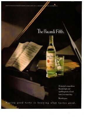The Bacardi Fifth Rum Piano Having Good Taste Vintage 1988 Print Advertisement