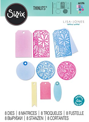 Sizzix Thinlits Intricate Tags 8pc set #665396 Retail $22.99 by Lisa Jones