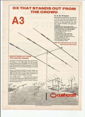 Cushcraft A3 Antenna Ham Radio 10-15-20-40 Meters Original Vintage Print Ad. Buy it now for 7.95