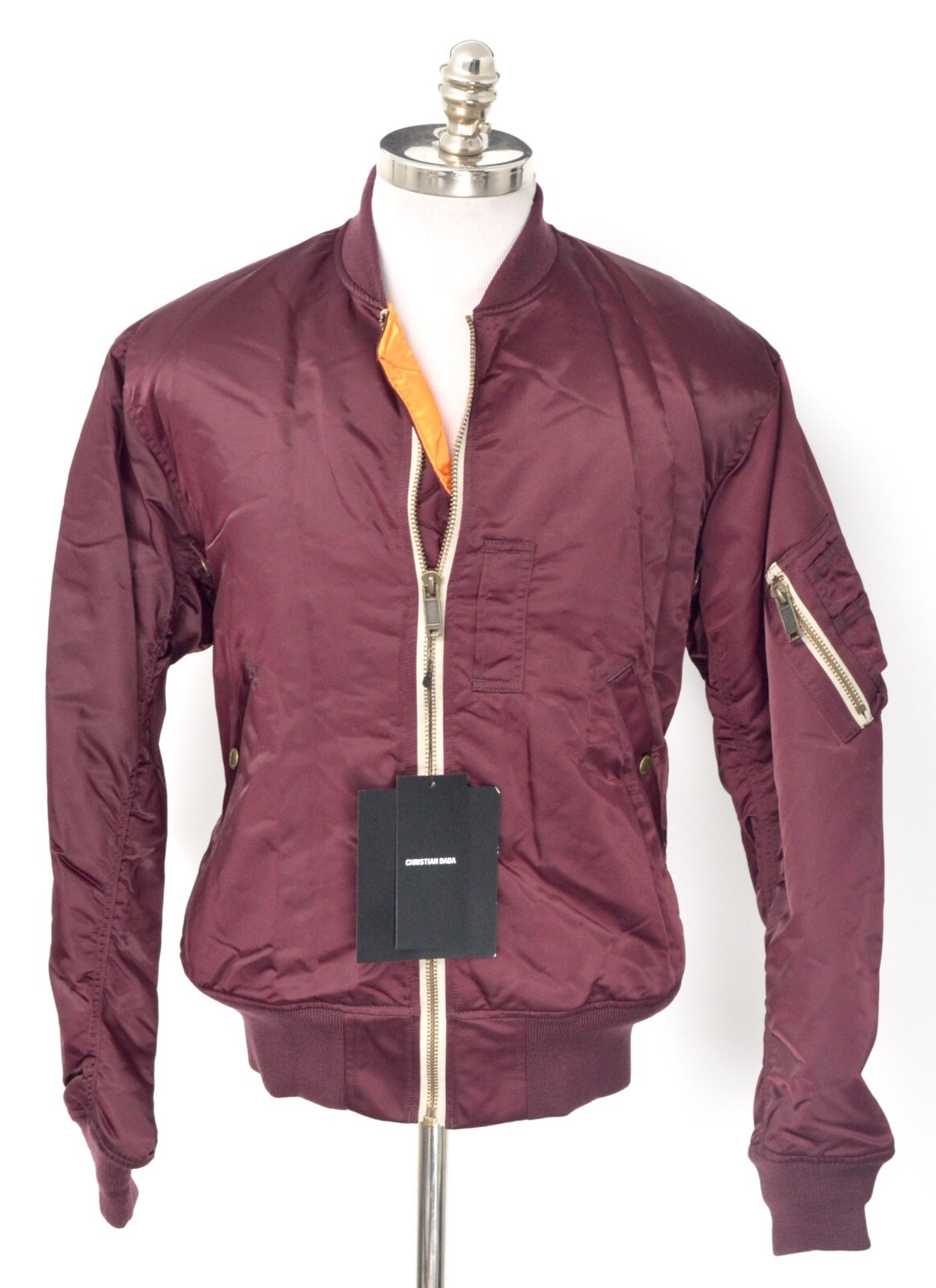 NWT CHRISTIAN DADA Embroidered Rose Logo Red Bomber Jacket