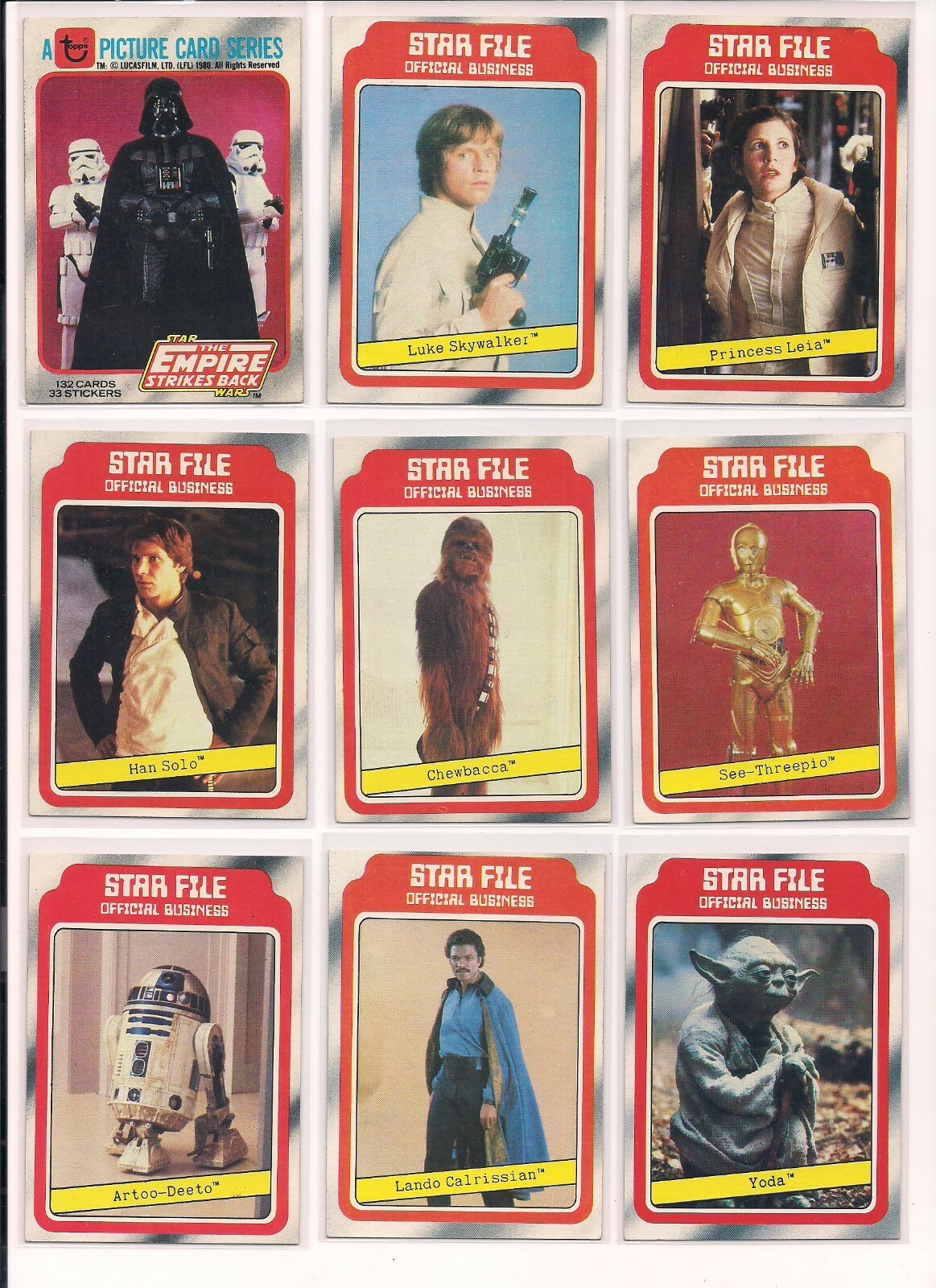 激レア80s STAR WARS The Empire Strikes Back 1980 Star Wars The Empire Strikes Back Series 1 Trading