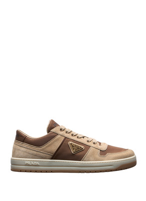 PRADA Downtown Women's Beige Suede/Leather Sneakers New And Authentic