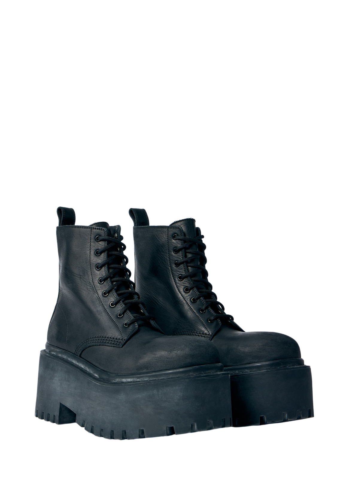 BALENCIAGA Strike $1450 Black Soft Leather Platform Boots