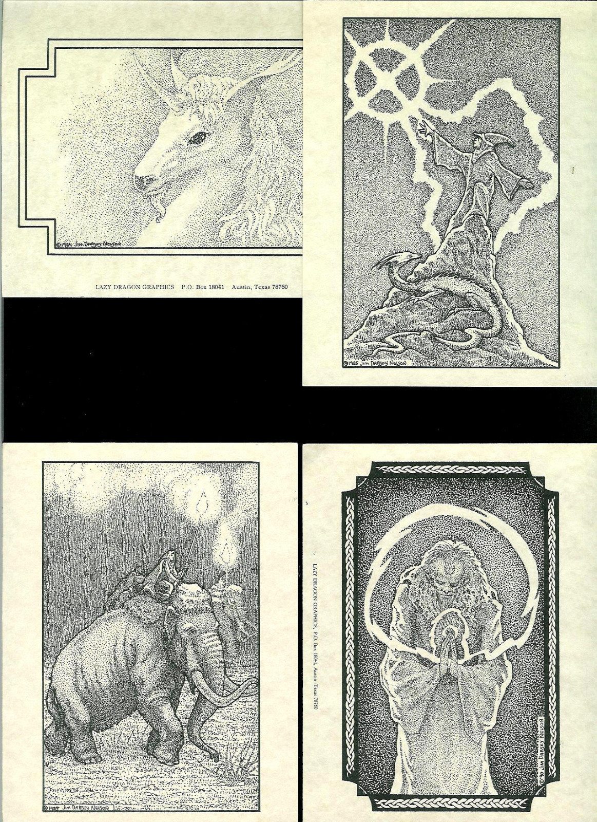 8 Assorted Fantasy Wizard Blank Cards & 2 Bookmarks Lazy Dragon Graphics Unused