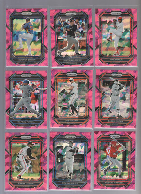 ( 72 ) 2023 PANINI PRIZM BASEBALL SP PINK CRACKED ICE PRIZM LOT - EVAN CARTER ++