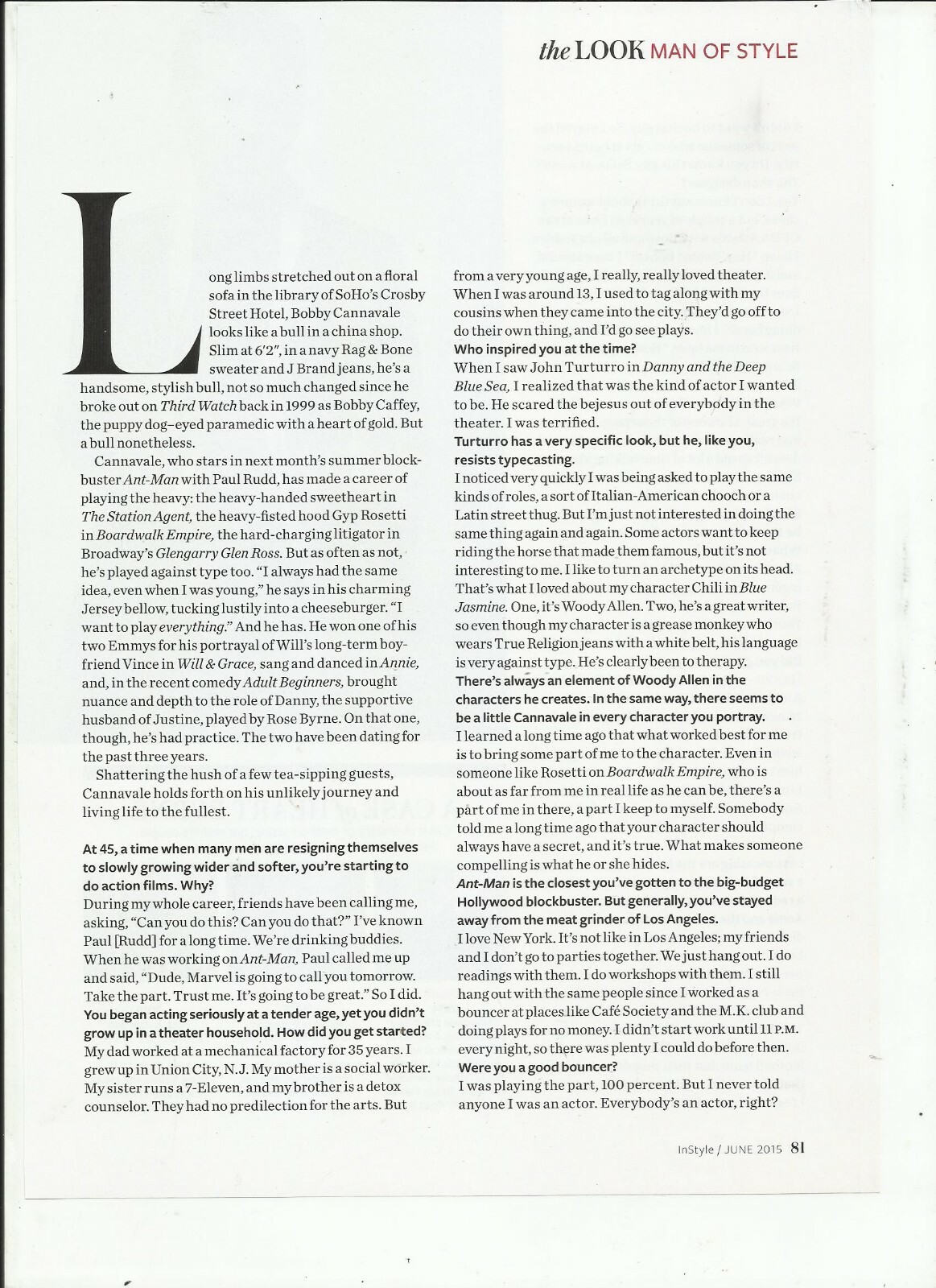 BOBBY CANNAVALE MAGAZINE CLIPPINGS