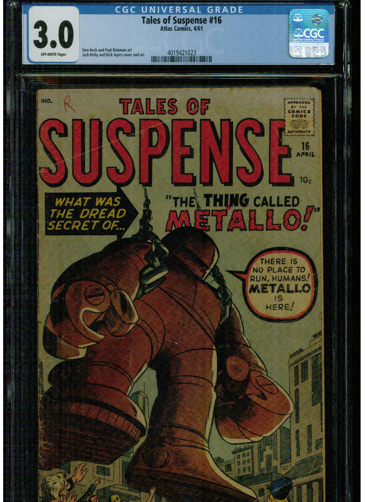 TALES OF SUSPENSE #16 CGC 3.0 1961 JACK KIRBY DON HECK DICKY