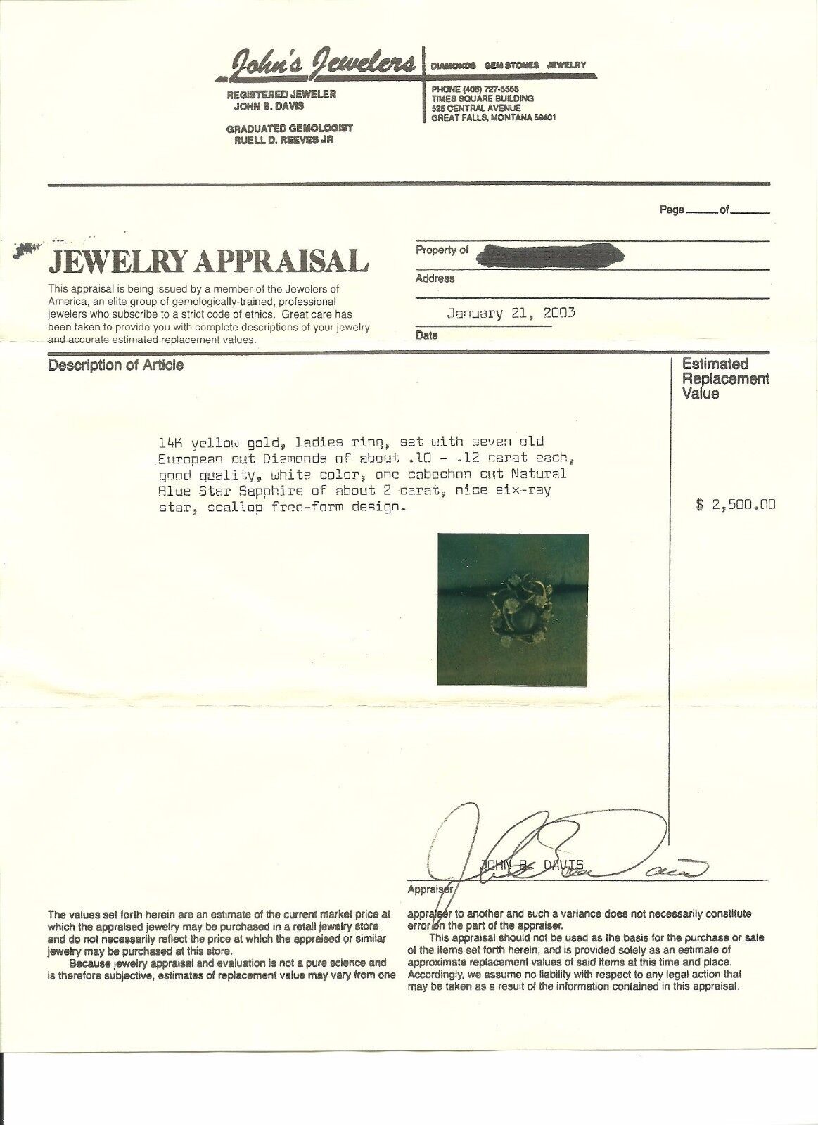 Ladies Vintage Star Sapphire cocktail ring