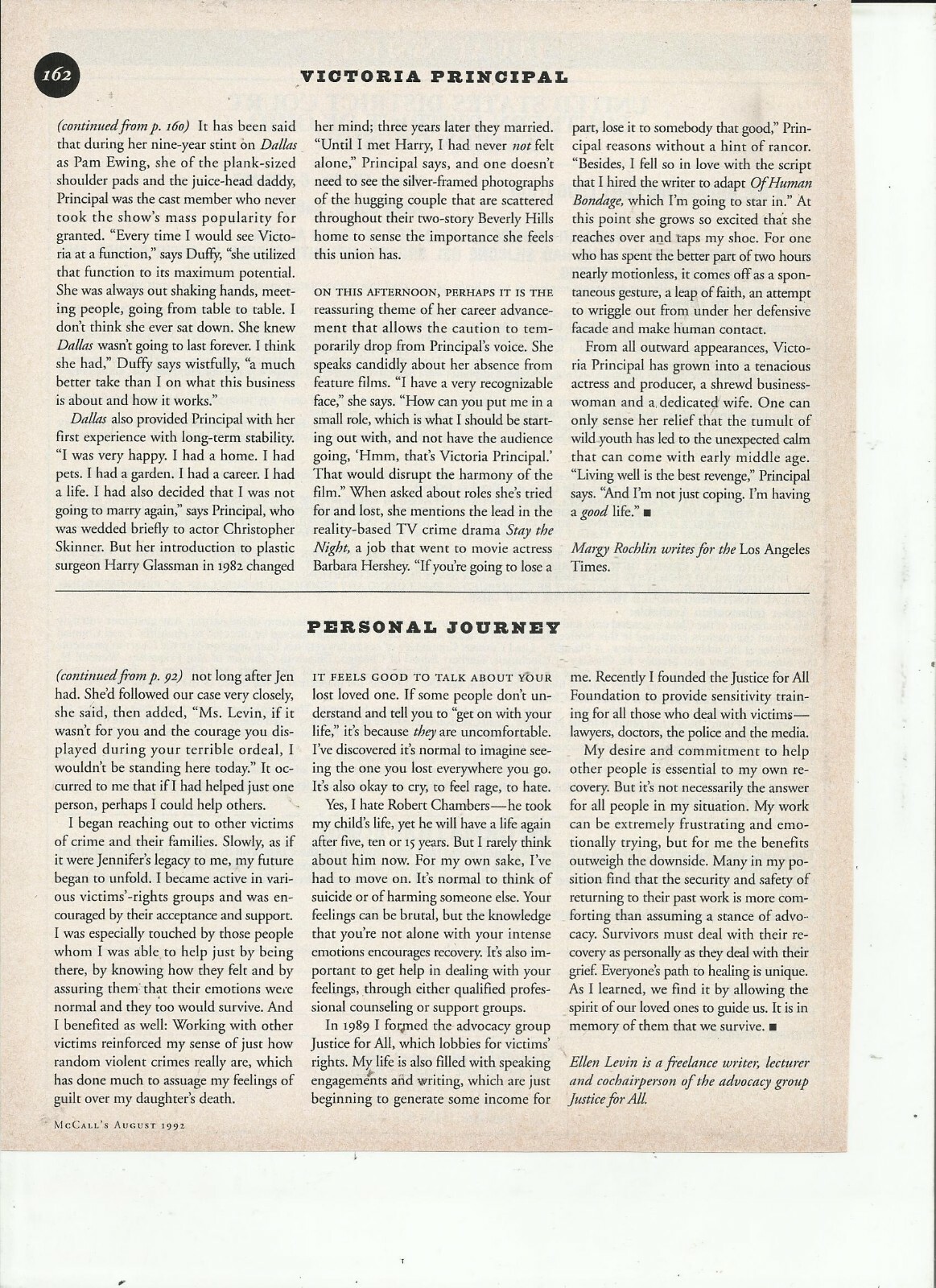 VICTORIA PRINCIPAL MAGAZINE CLIPPINGS