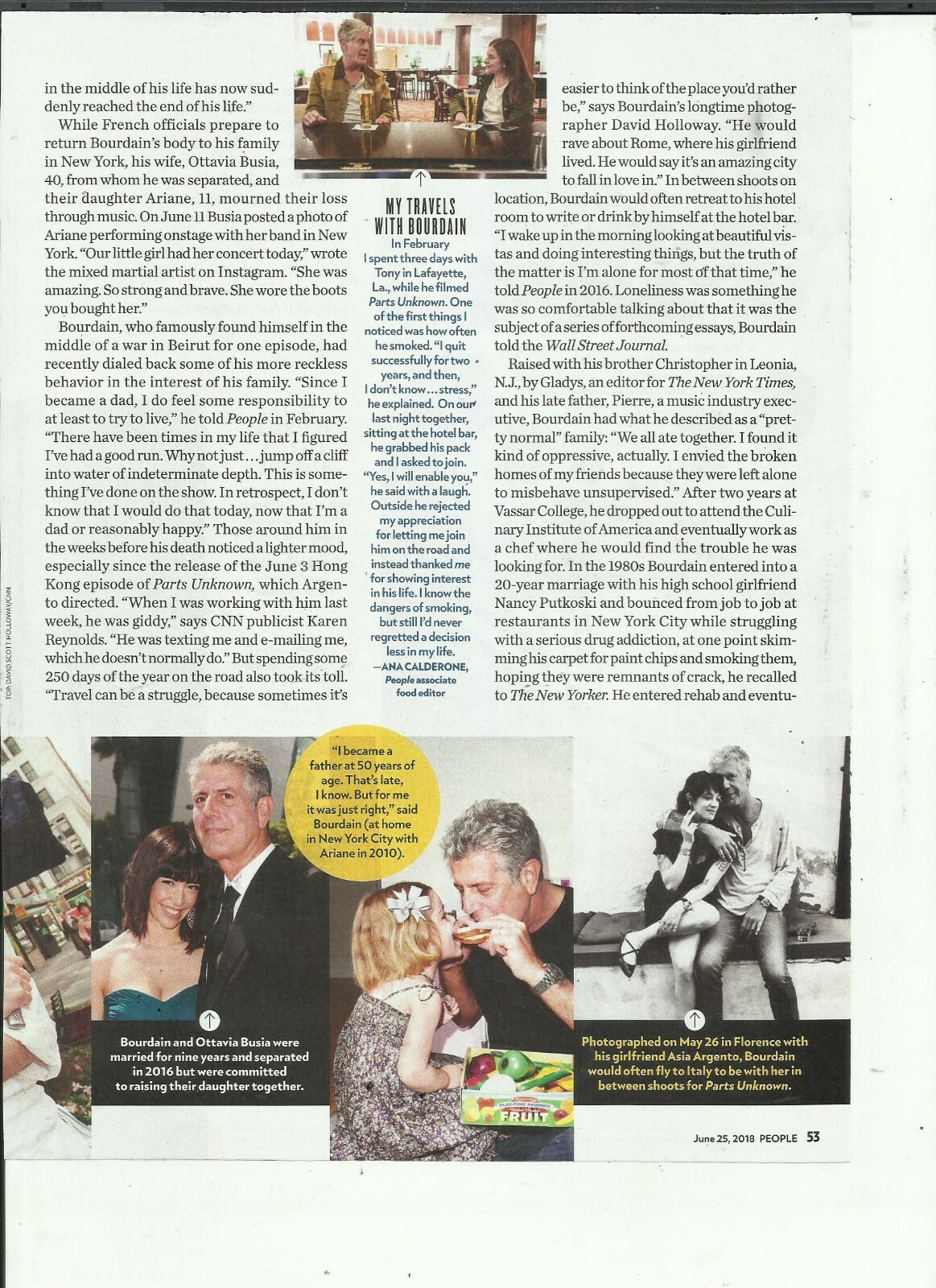 ANTHONY BOURDAIN MAGAZINE CLIPPINGS