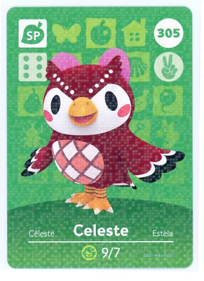 Celeste #305  - Amiibo Card - Animal Crossing Series 1 - Authentic Nintendo