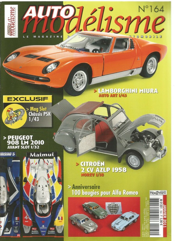 Auto Modelisme N°164 Lamborghini Miura / 2cv Azlp 1958 / Peugeot 908 Lm 2010