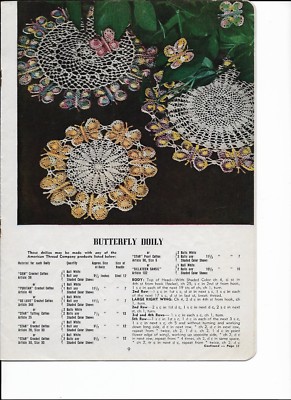 Vintage 1950 Crochet PATTERN for BUTTERFLY DOILY