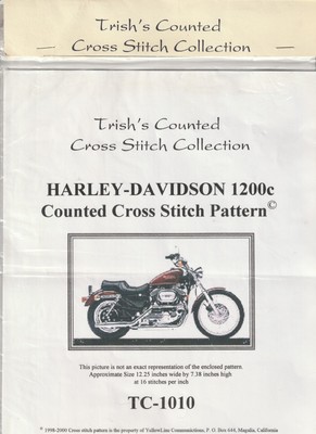 Trish's HARLEY-DAVIDSON 1200c Counted Cross Stitch Pattern ~ 12.5'' x 7.38''