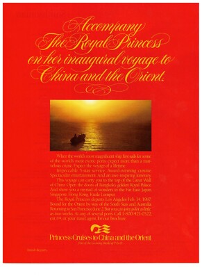 1986 Royal Princess Cruise Inaugural Voyage to China VTG Print Advertisement 