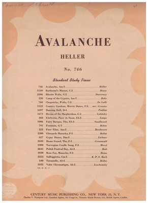 Avalanche No. 746 S. Heller Sheet Music