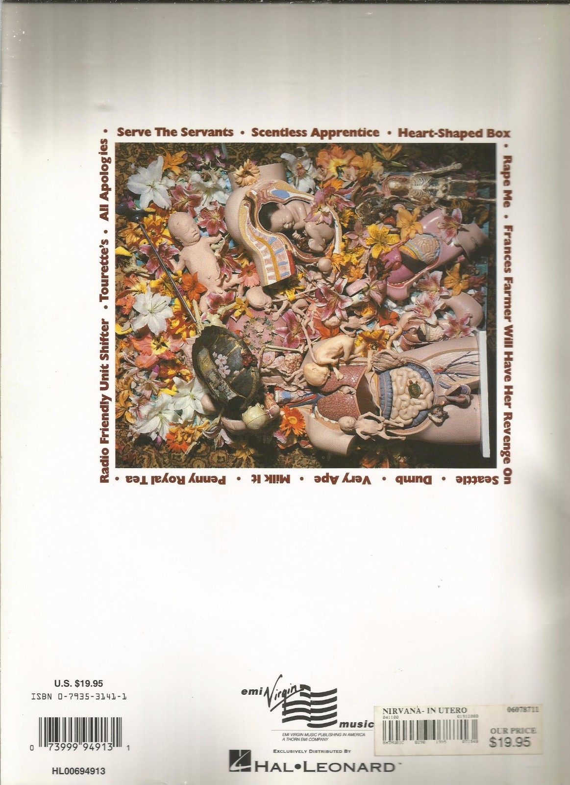 Nirvana In Utero Guitar Tab Tablature Song Book Used