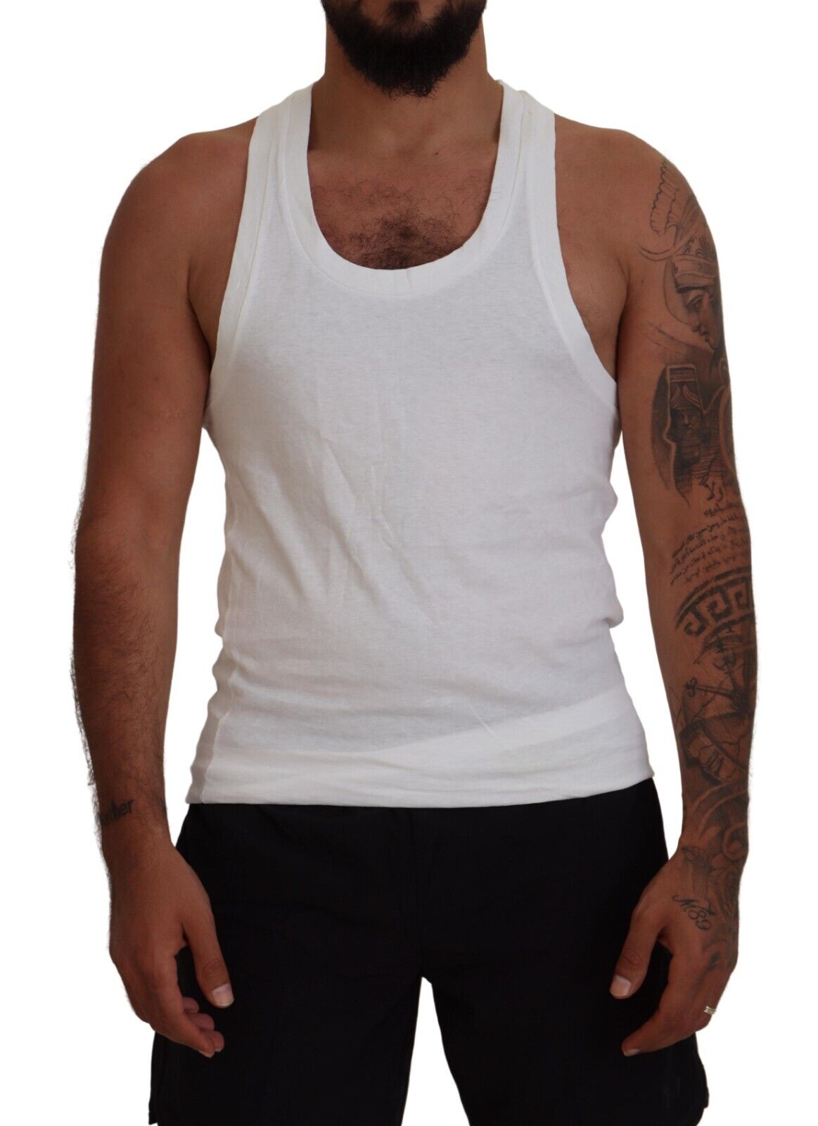 DSQUARED2 T-shirt White Cotton Linen Sleeveless Tank Men Top DSQUARED2 T-shirt White Cotton Linen Sleeveless Tank Men Top