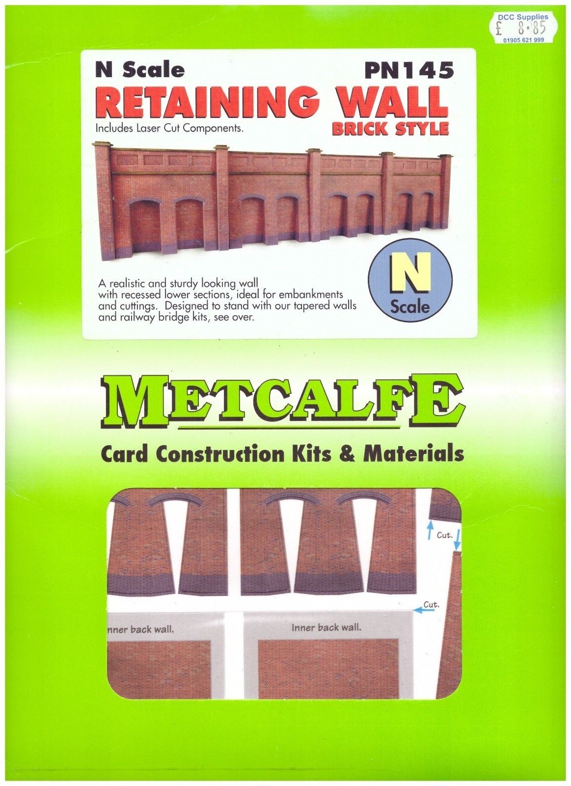 Metcalfe Card Kit N Scale PN145 Retaining Wall Brick Style