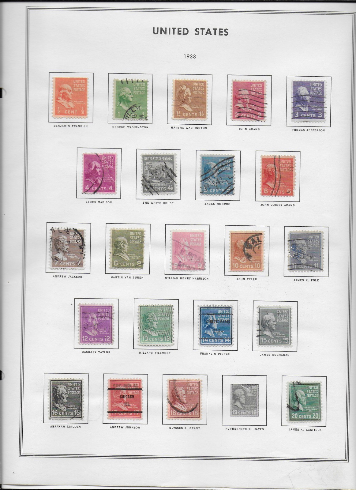 Mixed Lot of United States Stamps Mounted Cancelled (An estate find) (12 pages)