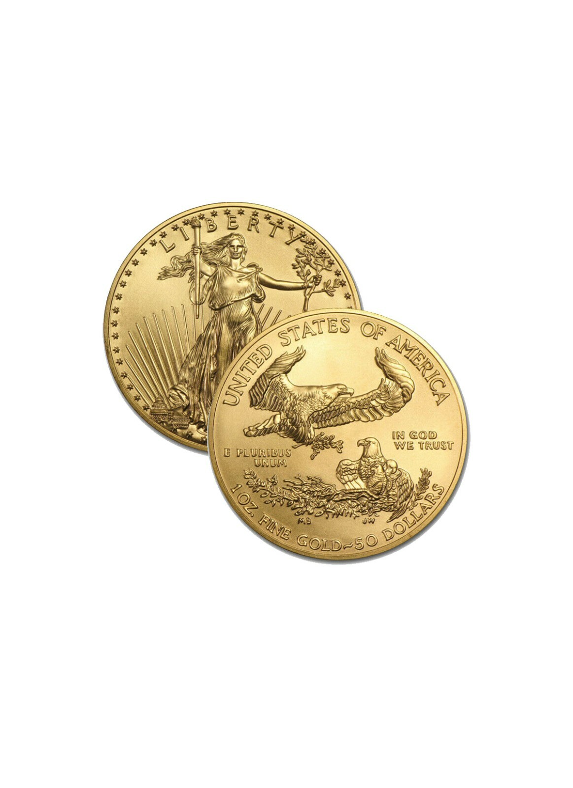 Lot of 2 Gold 1 oz American Eagle $50 Random Year US Mint