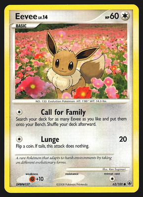Eevee 62/100 Diamond & Pearl Majestic Dawn Pokemon Card MP